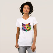 Cute Neon Ink Cat T-shirt (Voorkant volledig)