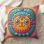 Cute Neon Kat Badge Kussen (Deken)