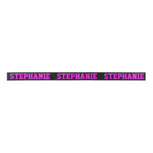 Cute Neon Pink & Black Custom Name Satin Ribbon Satijnen Lint