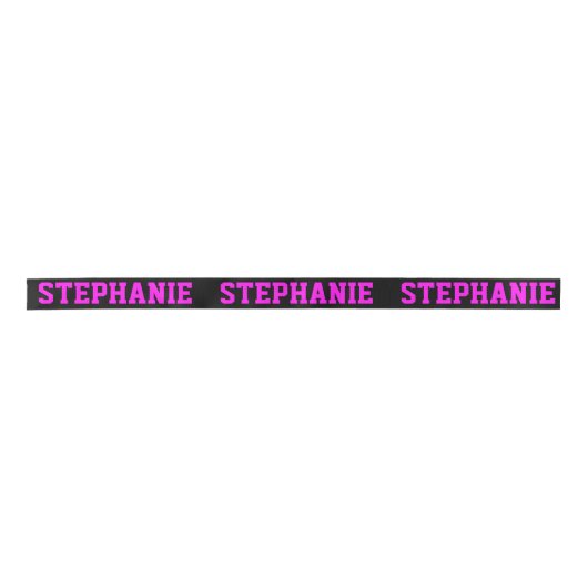 Cute Neon Pink & Black Custom Name Satin Ribbon Satijnen Lint (Voorkant)