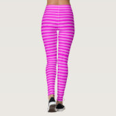 Cute Neon Pink Candy Cane Stripes Black Light Rave Leggings (Achterkant)