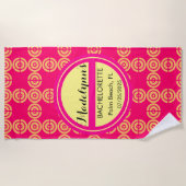 Cute Neon Pink Wedding Party Favor Persoonlijk B Strandlaken (Voorkant)