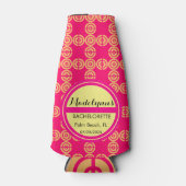 Cute Neon Pink Wedding Party voor Gepersonaliseerd Flesjeskoeler (Voorkant)