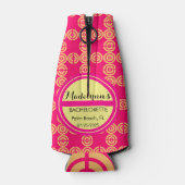 Cute Neon Pink Wedding Party voor Gepersonaliseerd Flesjeskoeler (Achterkant)