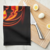 Cute Neon Pumpkin Halloween Kitchen Towel Theedoek (Quarter Fold)