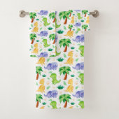Cute Neon Waterverf Dinosaur Pattern Bad Handdoek (Insitu)