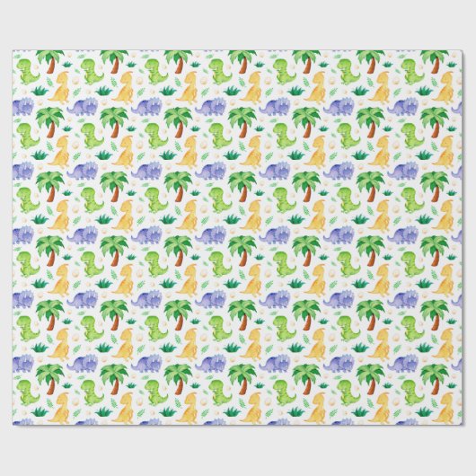 Cute Neon Waterverf Dinosaur Pattern Cadeaupapier (Vlak)