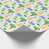 Cute Neon Waterverf Dinosaur Pattern Cadeaupapier (Hoek)