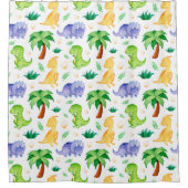 Cute Neon Waterverf Dinosaur Pattern Douchegordijn (Voorkant)