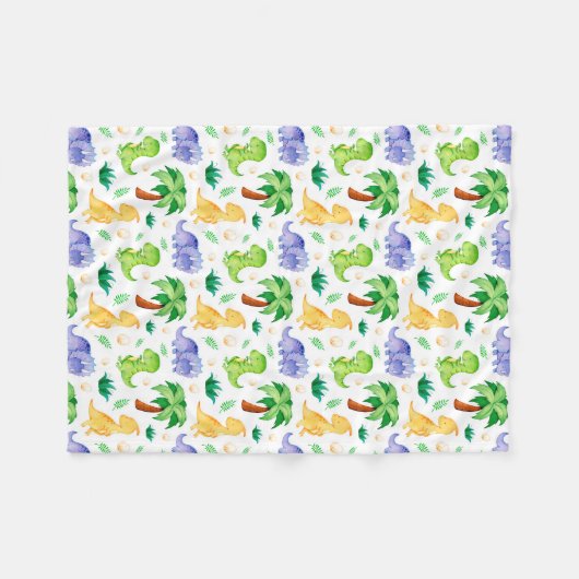 Cute Neon Waterverf Dinosaur Pattern Fleece Deken (Voorkant (Horizontaal))