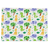 Cute Neon Waterverf Dinosaur Pattern Groot Cadeauzakje (Achterkant)