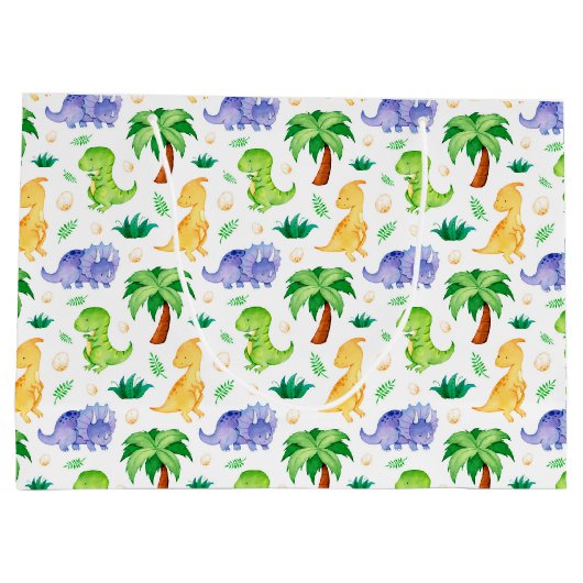 Cute Neon Waterverf Dinosaur Pattern Groot Cadeauzakje (Achterkant)