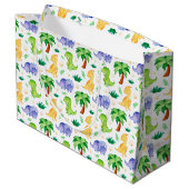 Cute Neon Waterverf Dinosaur Pattern Groot Cadeauzakje (Achterkant Gekanteld)
