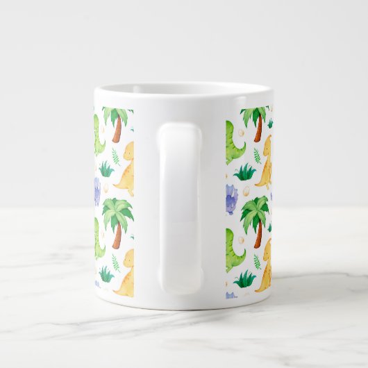 Cute Neon Waterverf Dinosaur Pattern Grote Koffiekop (Achterkant)
