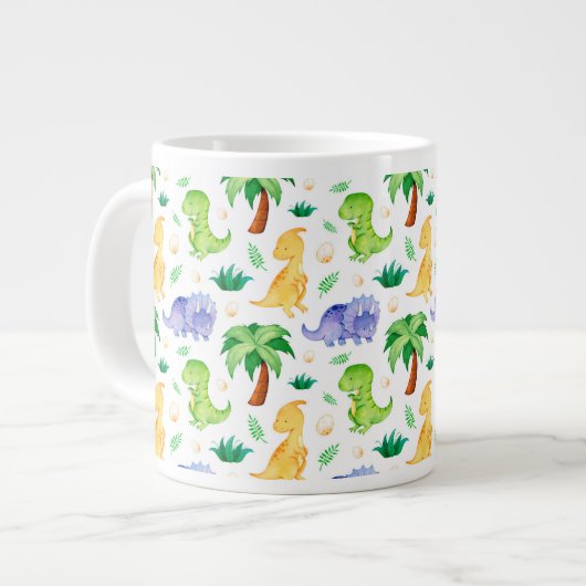 Cute Neon Waterverf Dinosaur Pattern Grote Koffiekop (Links)