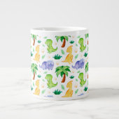 Cute Neon Waterverf Dinosaur Pattern Grote Koffiekop (Voorkant)