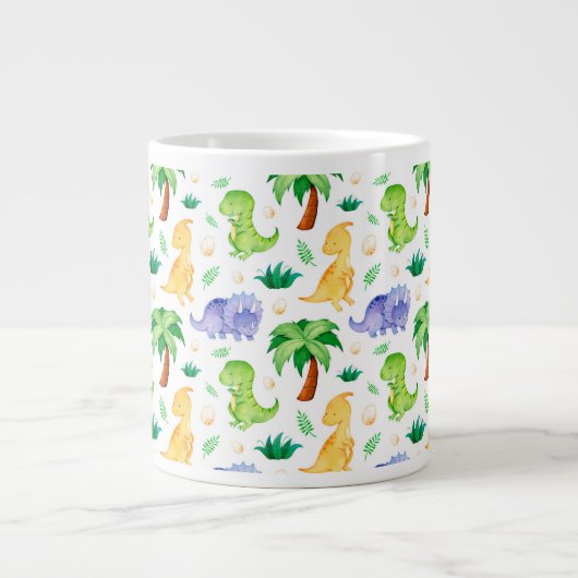 Cute Neon Waterverf Dinosaur Pattern Grote Koffiekop (Voorkant)