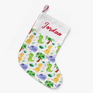 Cute Neon Waterverf Dinosaur Pattern Kleine Kerstsok