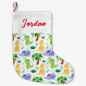 Cute Neon Waterverf Dinosaur Pattern Kleine Kerstsok (Voorkant)