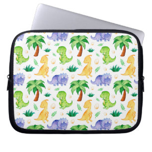 Cute Neon Waterverf Dinosaur Pattern Laptop Sleeve
