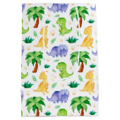 Cute Neon Waterverf Dinosaur Pattern Medium Cadeauzakje (Achterkant)