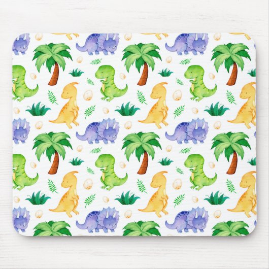 Cute Neon Waterverf Dinosaur Pattern Muismat (Voorkant)