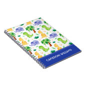 Cute Neon Waterverf Dinosaur Pattern Notitieboek (Rechterzijde)