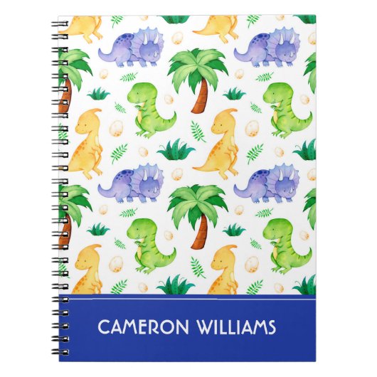 Cute Neon Waterverf Dinosaur Pattern Notitieboek (Voorkant)