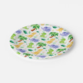 Cute Neon Waterverf Dinosaur Pattern Papieren Bordje (Gekanteld)