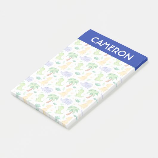 Cute Neon Waterverf Dinosaur Pattern Post-it® Notes (Schuin)