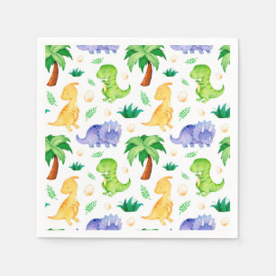 Cute Neon Waterverf Dinosaur Pattern Servet