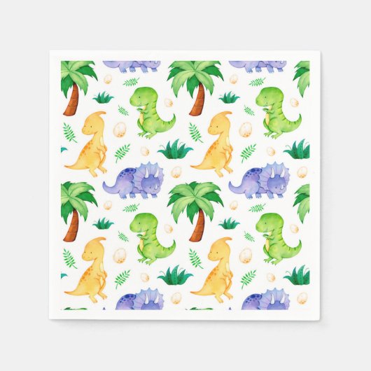 Cute Neon Waterverf Dinosaur Pattern Servet (Voorkant)