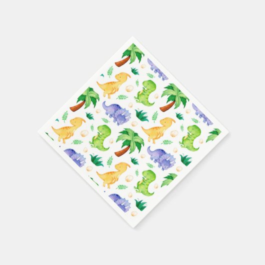 Cute Neon Waterverf Dinosaur Pattern Servet (Hoek)