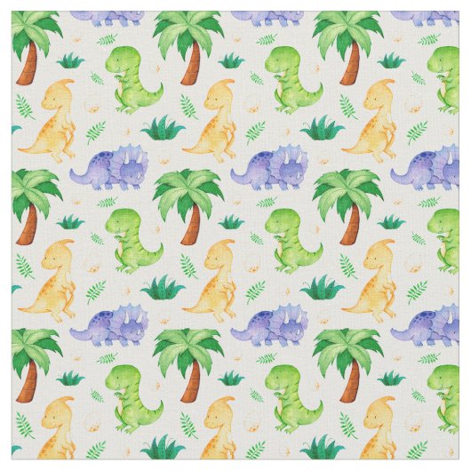 Cute Neon Waterverf Dinosaur Pattern Stof (Close Up)