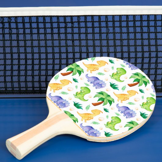 Cute Neon Waterverf Dinosaur Pattern Tafeltennisbatje (Insitu)