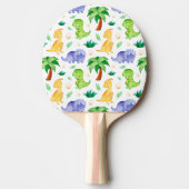 Cute Neon Waterverf Dinosaur Pattern Tafeltennisbatje (Voorkant)
