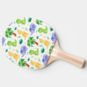 Cute Neon Waterverf Dinosaur Pattern Tafeltennisbatje (Zijkant)