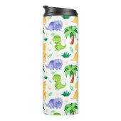 Cute Neon Waterverf Dinosaur Pattern Thermosbeker (Geroteerd rechts)