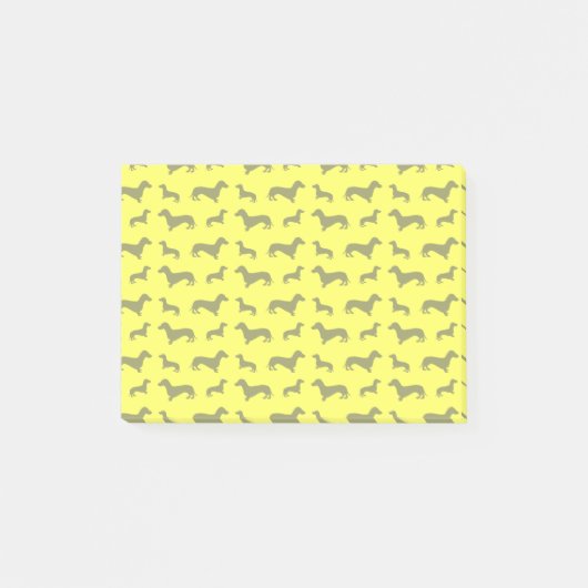 Cute neon yellow dachshund-patroon post-it® notes (Voorkant)