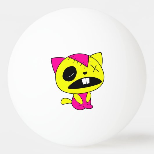Cute Neon Zombie Kitty Cat Pingpongbal (Voorkant)
