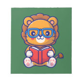 Cute Nerd Lion Reading a Book Notitieblok (Voorkant)