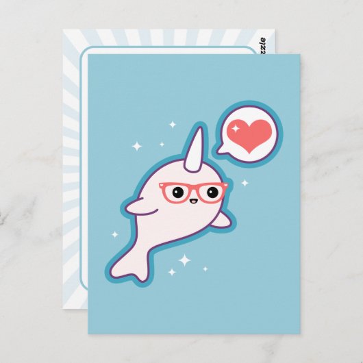 Cute Nerd Narwhal Briefkaart (Voorkant / Achterkant)