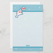 Cute Nerd Narwhal Briefpapier (Voorkant / Achterkant)