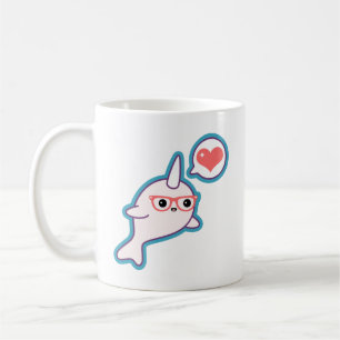 Cute Nerd Narwhal Koffiemok