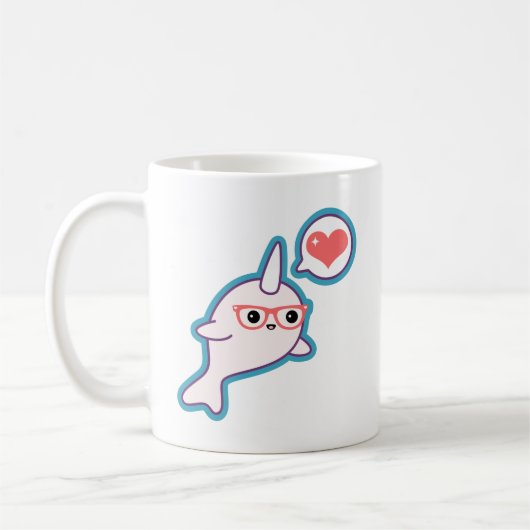 Cute Nerd Narwhal Koffiemok (Links)