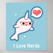 Cute Nerd Narwhal Poster (Voorkant)