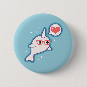 Cute Nerd Narwhal Ronde Button 5,7 Cm