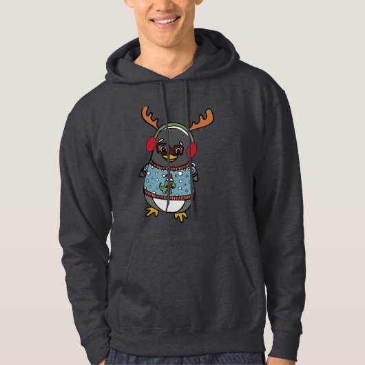 Cute Nerd Penguin Graphic | Oogstfeestdag Hoodie (Voorkant)