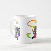 Cute Nerd Raccon Monogram S Koffiemok (Voorkant links)