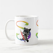 Cute Nerd Raccon Monogram S Koffiemok (Links)